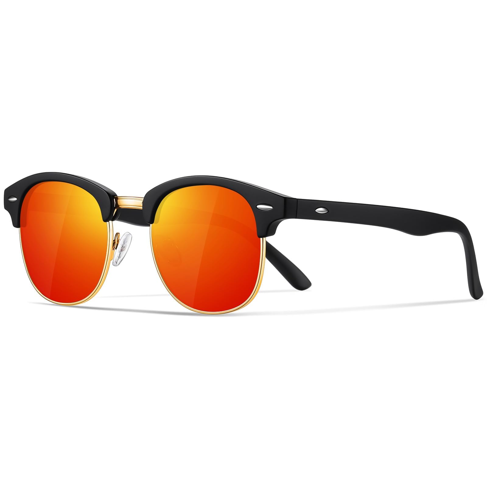 Occhsouo Polarisierte-Halbrahmen-Sonnenbrille-Unisex-Sonnenbrille-Herren-Damen Klassische Retro UV400 Schutz Rechteckig Sonnen brille Metallrahmen Autofahren Reisen