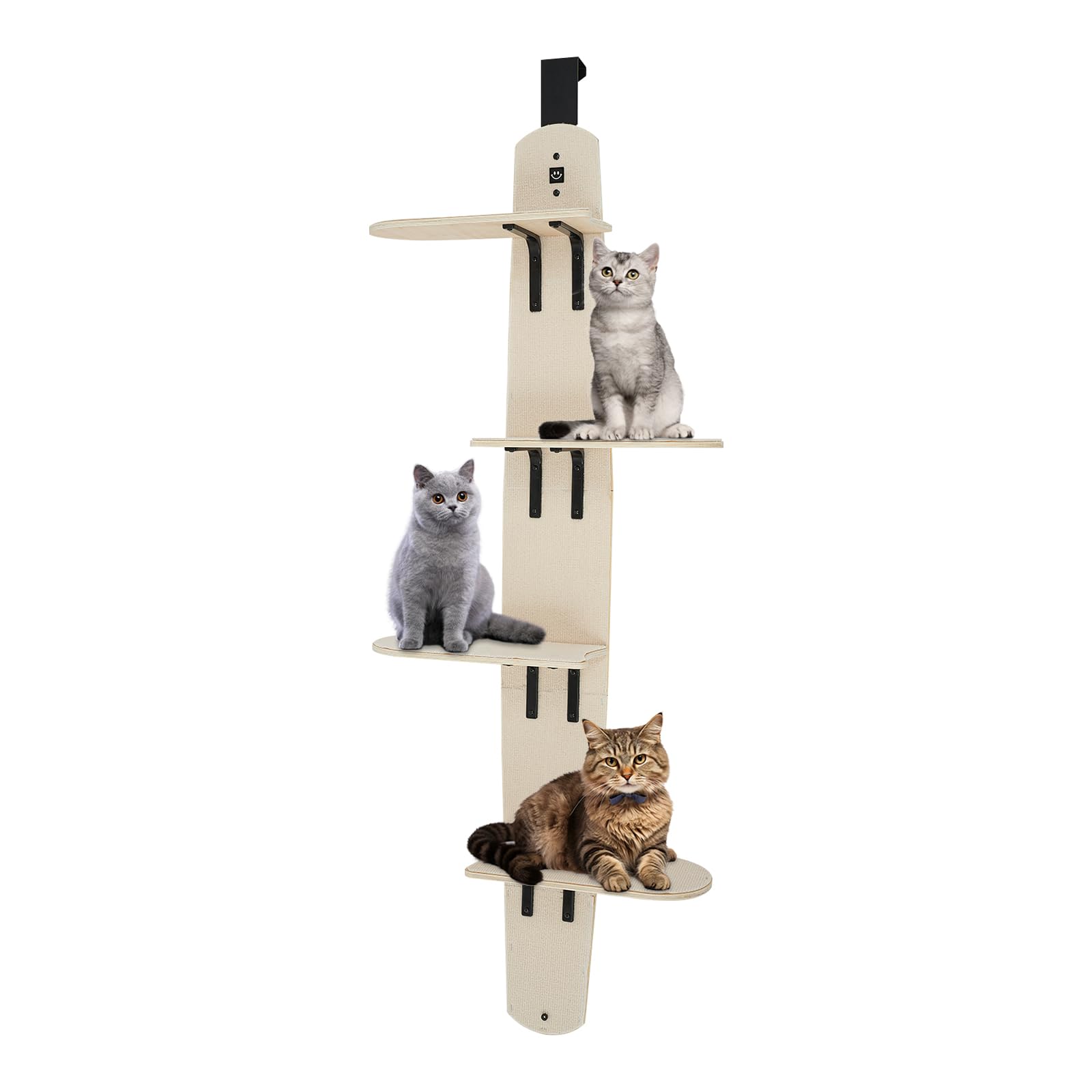 Mensole da parete per gatti a 4 livelli, in legno di pino, 20 kg, versatili, montate in legno, stabili mobili da parete con moquette, albero tiragraffi, casa per gatti domestici