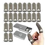 JWH Ultra-Thin Pure Silver Fiber Gaming Finger Thumb Sleeve, Silky Sensitivity,20 Pack Guantes para Dedos dedales Gamer profesionales,with 2 pcs Storage Box,Dedales Gamer,for PUBG Gaming Cots Gloves