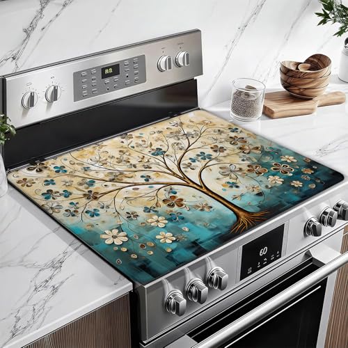 Image of Vintage Tree of Life Stove Top Covers for Electric Stove, Electric Gas Stove Pad Heat Resistant Range Cooktop Protector for Home Decor Kitchen 28 inchx20 inch