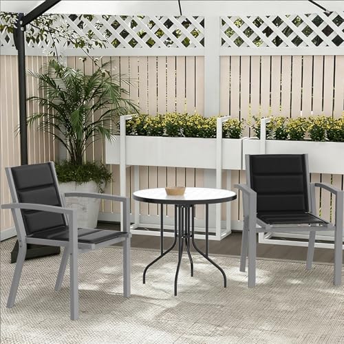 Chaises de jardin en aluminium JUMMICO x6 gris clair empilables - 8