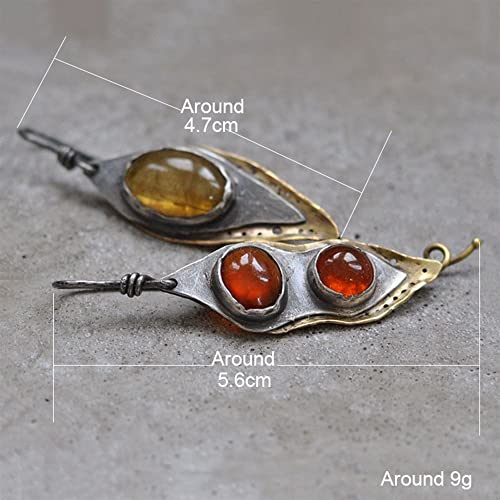 Qupengxu Vintage Pea Metal Simple Jewelry Drop Earrings Personality Jewelry Ethnic Engraved Antique Color Statement Hook Earrings For Women Girls (Pea) #TOP1