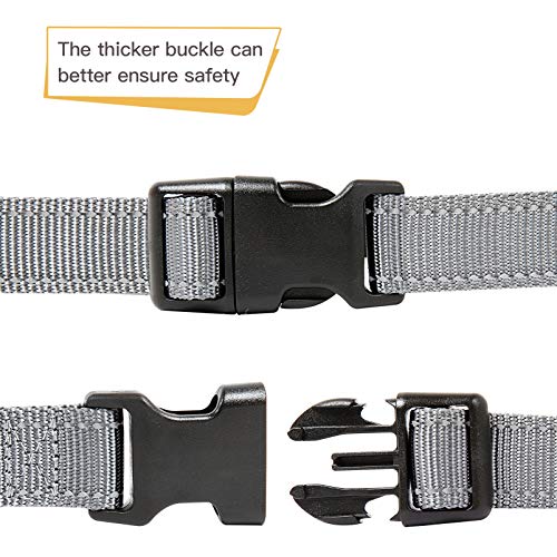 HEELE Hundehalsband, weich gepolstertes Neopren Nylon Hunde Halsband für kleine mittlere große Hunde und Welpen, verstellbare und reflektierende Halsband Hund für Training, Grau, M