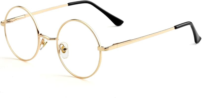 Kursan Small Round Clear Lens Glasses Non Prescription Circle Metal Frame Eyewear