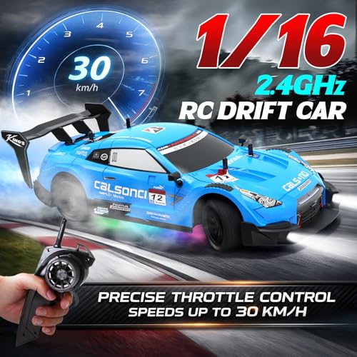 Image of Remote Control Car RC Drift Car 1:16 Scale 4WD RC Vehicle with LED Lights 2.4GHz 30km /h RTR High Speed Racing Sport Toy for Adults Boys Girls Kids Gift 2Pcs Rechargeable Battery