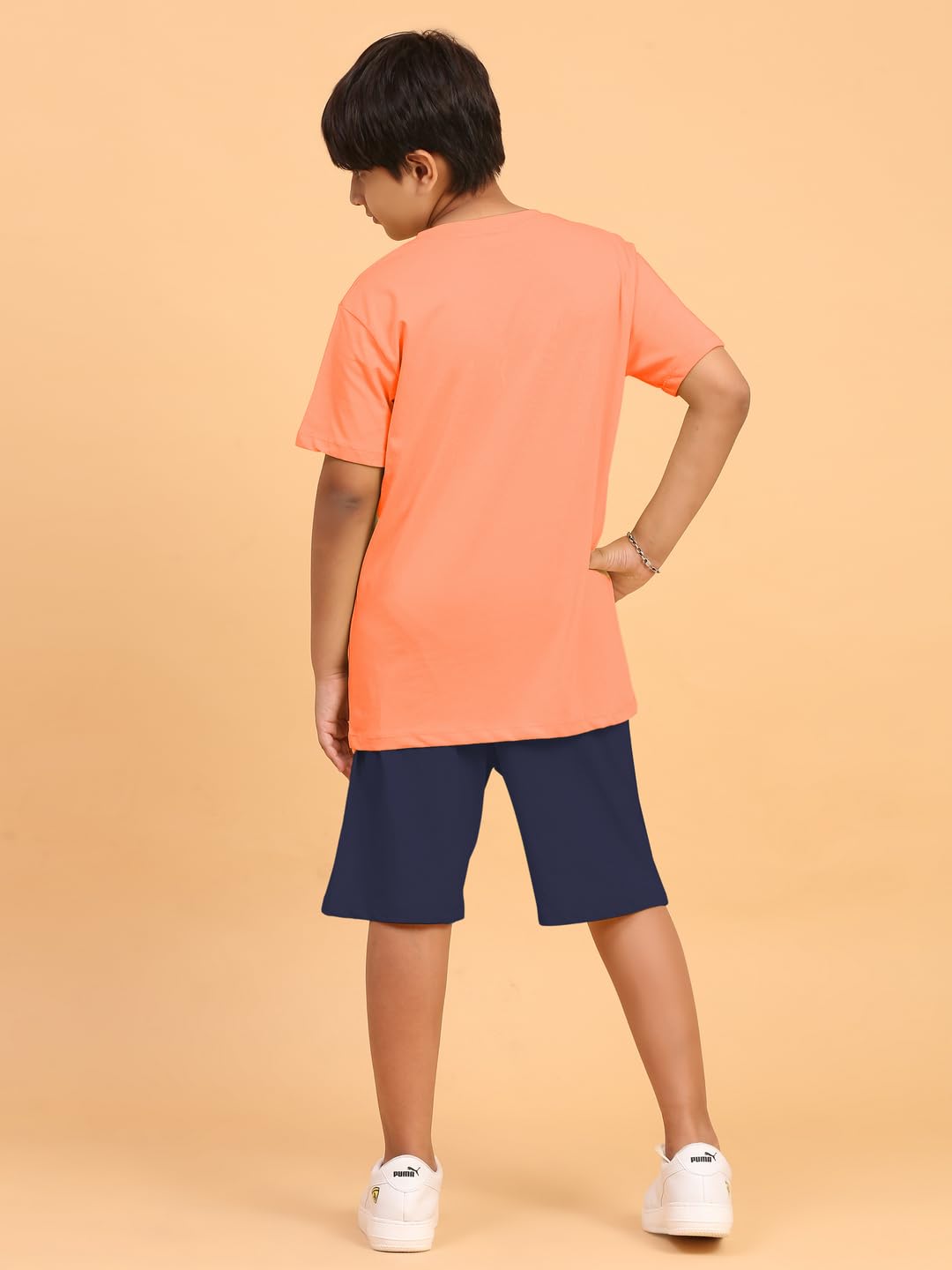 Ninos Dreams Boys Cotton T-shirt & Shorts Coord set (8-10 years, Orange) - Image 7 thumbnail