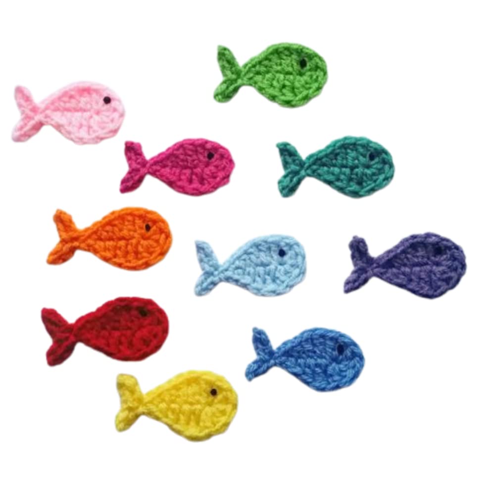 The Lovely Creations Handmade Crochet Small Cute Appliques Patterns Arts and Craft DIY, Decoration, Baby Clothing Accessories - Set of 12 (Fish)-image-33