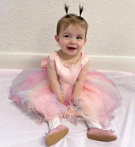 Miniatura 2 de LZH - Vestido de bebé para niñas con volante, encaje, espalda descubierta y lazo - Incluye accesorio para la cabeza - Vestido con flores para