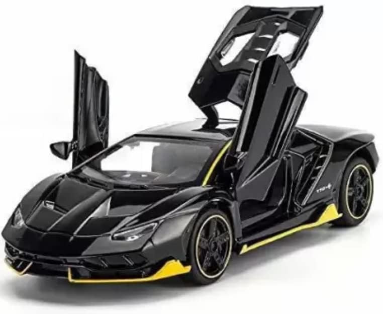 Image of Metal car Toy Lamborgheni LP770 Alloy Diecast Collectible Toy Vehicle with Light and Sound Pull Back Toy Car for Boys (Black)