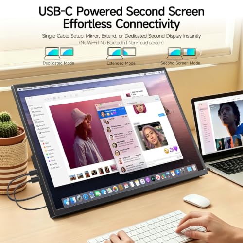 Image of Large Portable Monitor 23.8inch FHD 1080P 120Hz USB-C Monitor, HDMI Laptop Screen Extender, Monitor portatil for Laptop