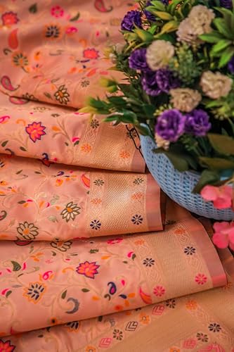 Image of DEVANGI Women's Woven Banarasi Silk Dupatta /Chunni For Women, Floral Print 1 Meter Wide and 2.3 Meter Length Printed Designer Dupatta /Chunni For Girls