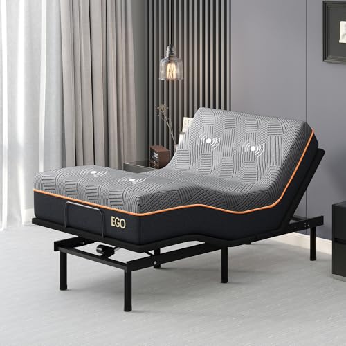 Image of EGOHOME Massage Twin XL Adjustable Bed Frame and 12 inch Memory Foam Mattress