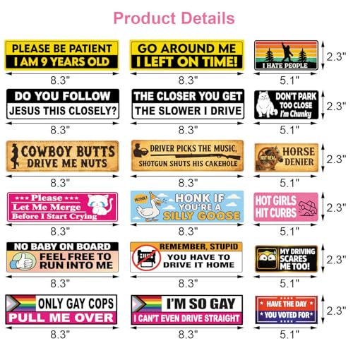 18Pcs Funny Bumper Stickers