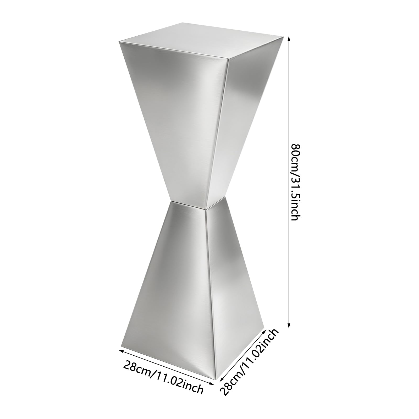 2 soportes para flores de acero inoxidable, soporte para postres, decoración de mesa (plata) | Estantería para flores, mesa de flores, superficie pulida, para bodas y eventos, 28 x 28 x 80 cm