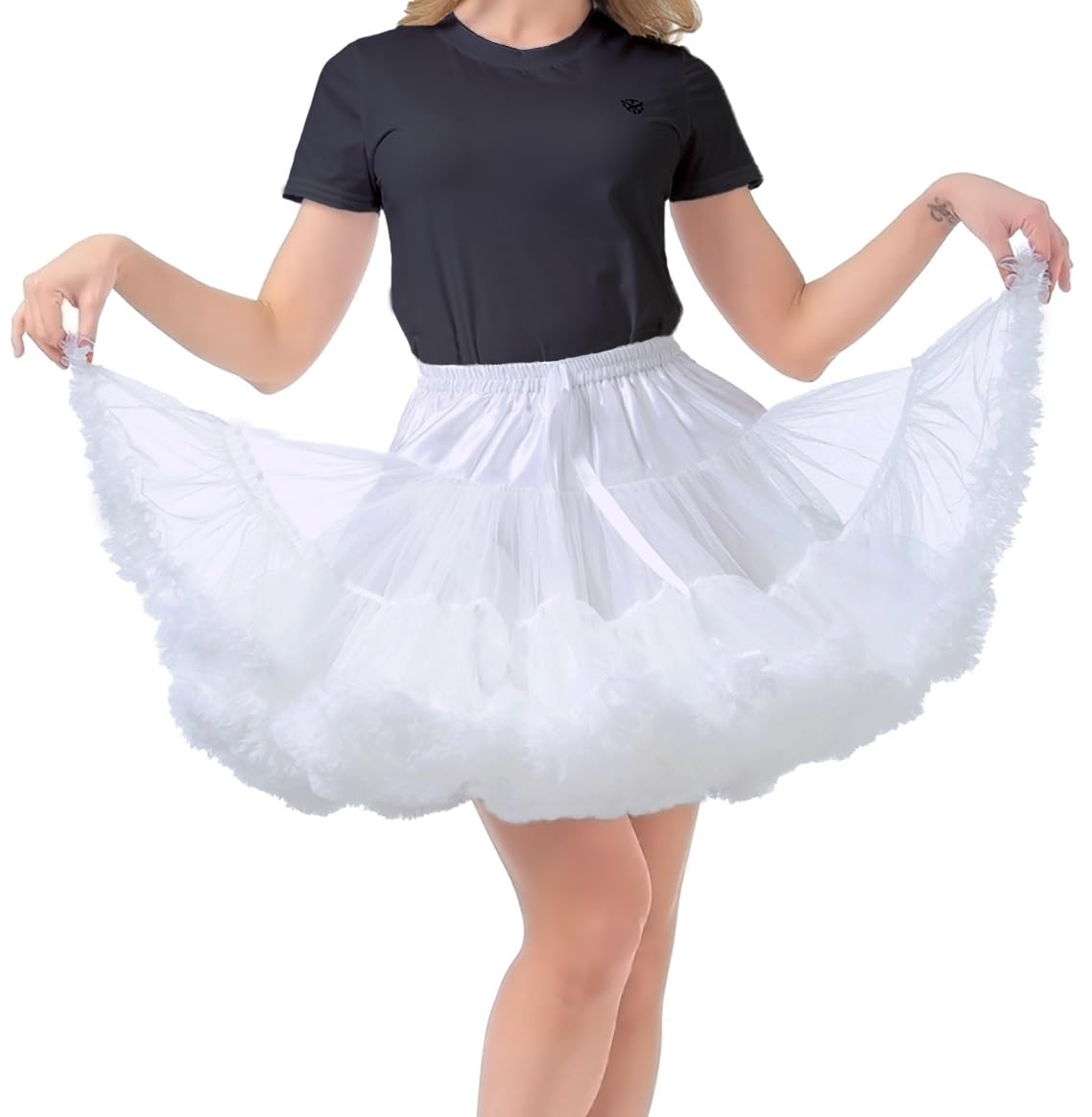 *daisysboutique* Damskie spódnice halki z siateczki, tiulowa spódniczka baletowa, tutu, krynolina, elastyczne, puszyste, Rockabilly