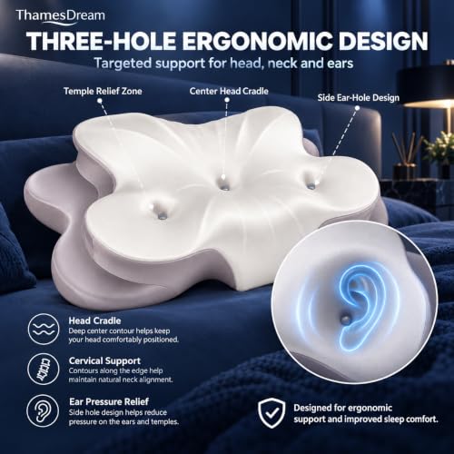ThamesDream Neck Pillow for Sleeping, 3-Hole Cervical Memory Foam Pillow - image 8