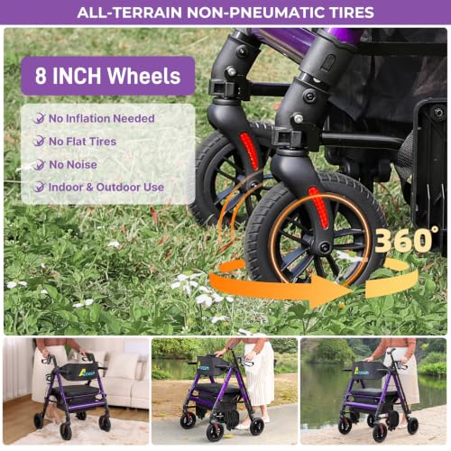 Image of Extra Wide Walkers for Seniors with Seat, Rollator Wheelchair Combo 450 lbs