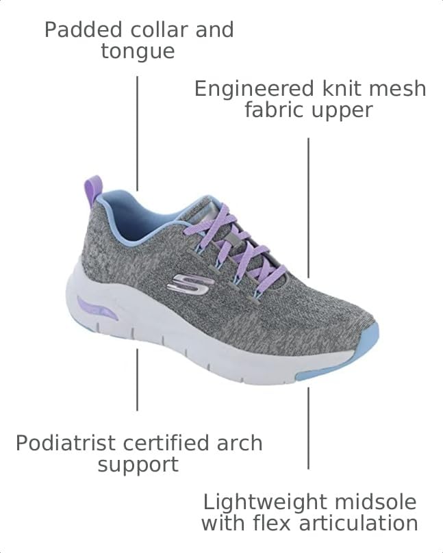 Image of Skechers Sport Arch FitComfy Wave Womens Sneaker 6 BM US CharcoalLavender