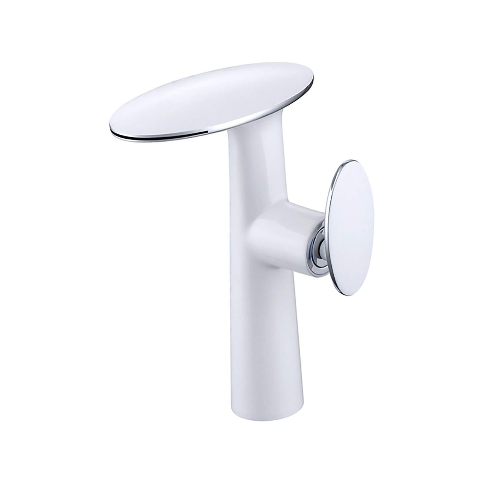 Wasserhahn Bad für Waschbecken Wasserfall Badarmaturen Mischbatterie Waschtischmischer Weiß Einhebel Waschtischarmatur Messing Wasserhahn Bad Waschtischarmatur mit Kalt und Warmwasser Weiß Chrom Hoch