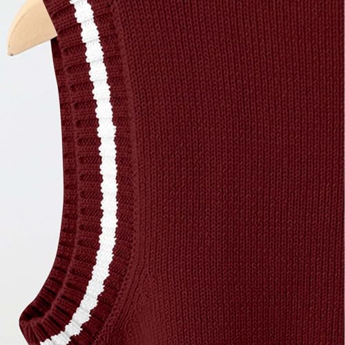 Girls Boys Color Block V Neck Sweater Vest Cute School Uniform Knit Waistcoat Pullover Sleeveless Sweaters for 3-15 Years4