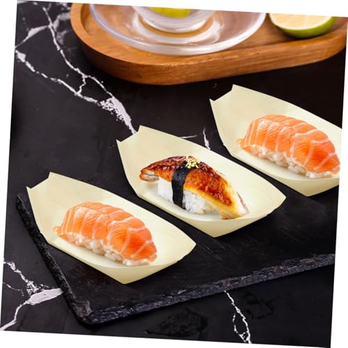 Platos desechables madera sintética en forma barco sushi 100 pzas miniatura 6