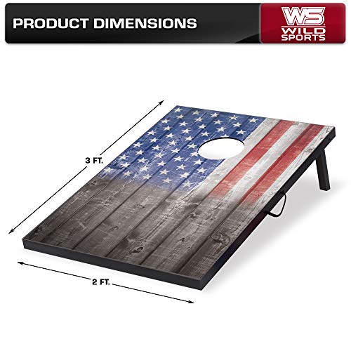 Wild Sports 2’X3’ Cornhole Outdoor Game Set, Usa Flag Mdf Wood With All-Weather Bean Bags Included – Perfect For Backyard, Beach, Park, And Tailgates #TOP6