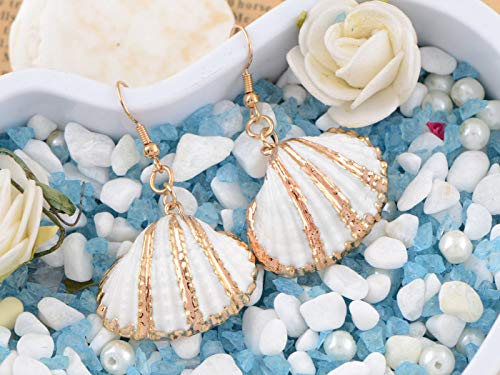 Alilang Golden Accent Marine Nautical Clam Conch Seashell Fish Mermaid Dangle Drop Earrings2