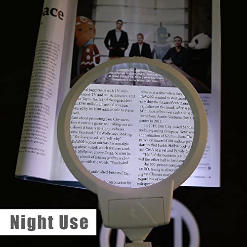 YUHINN Lupa Lupa con Soporte, luz LED, Plegable, Ajustable, ayudas de Lectura de Baja visión para Trabajos de reparación de Cerca, Costura Inspección