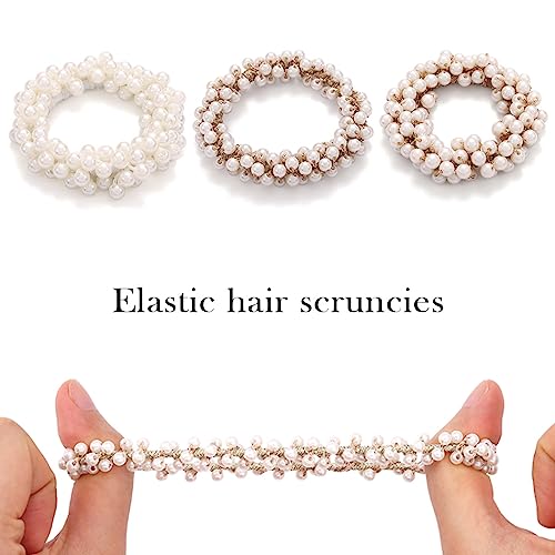 Runmi Fasce elastiche per capelli con perle per