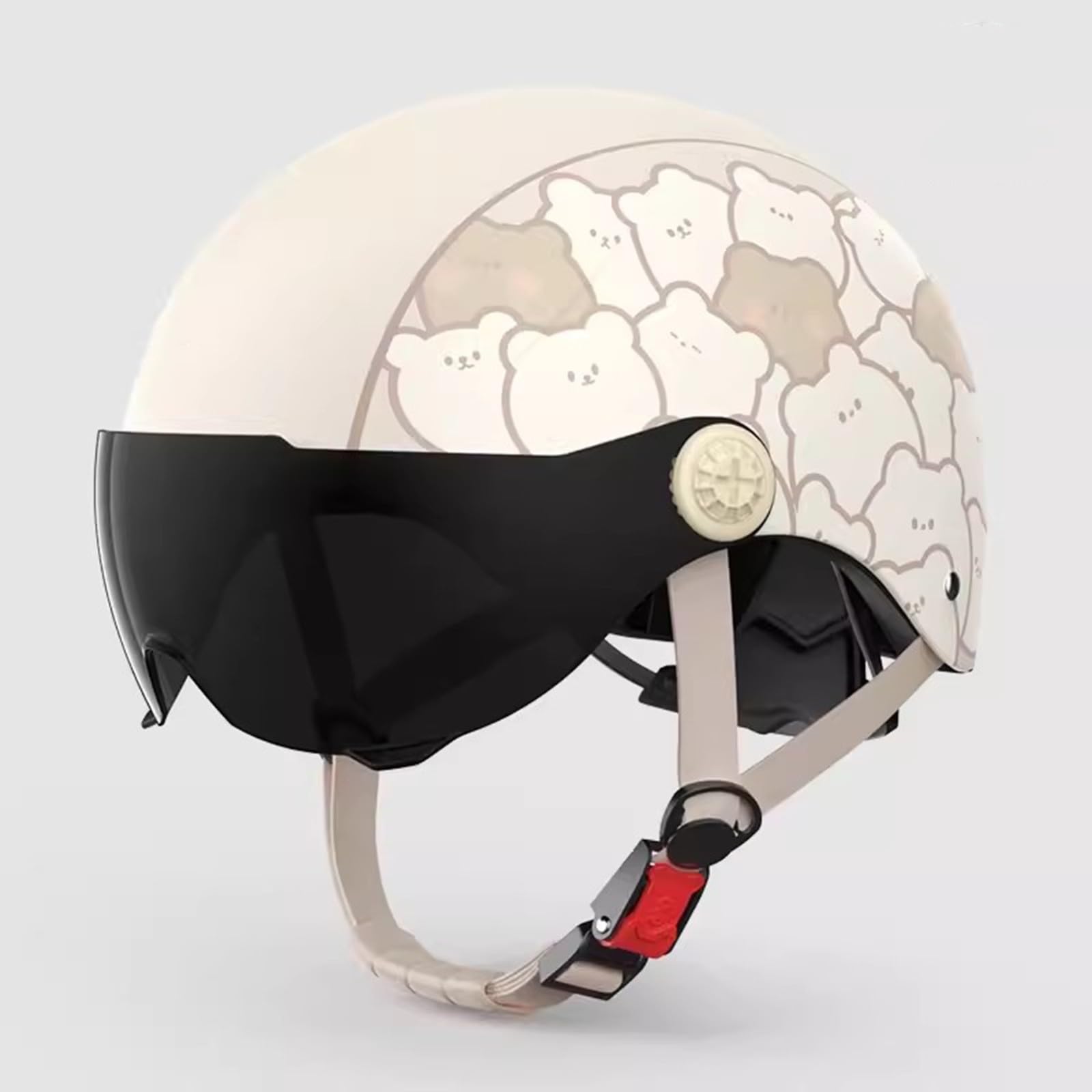Casco De Motocicleta para Niños Casco Abierto De Calle Medio Casco para Niños Y Niñas con Visera Casco Jet De Moda para 2-12 Años C,50-56CM