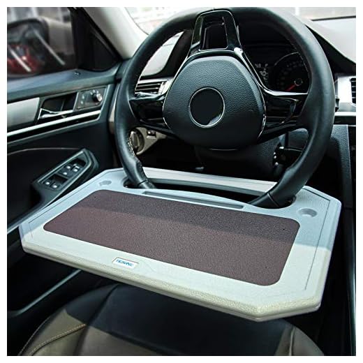 TICARVE Car Tray for Eating Steering Wheel Tray Truck Steering Wheel Desk Steering Wheel Tables Multifunctional Car Desk for Laptop Food Travel Portable Auto Car Table Tray Fits Most Vehicles (Grey)