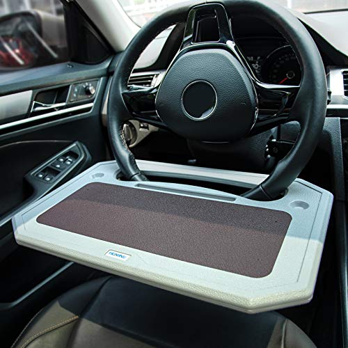 Car Tray for Eating Steering Wheel Tray Truck Steering Wheel Desk Steering Wheel Tables Multifunctional Car Desk for Laptop Food Portable Auto Car Table Tray Only Fits Standard Car Steering Wheel Grey