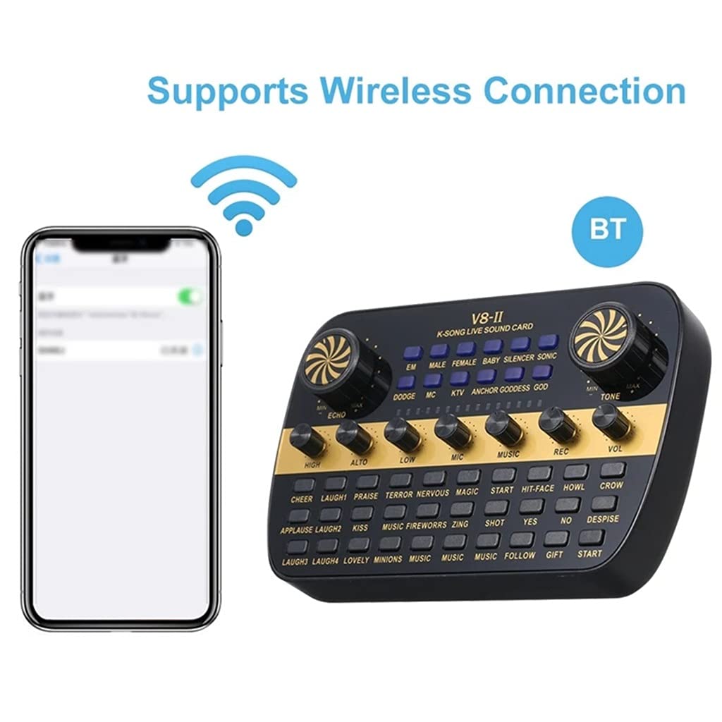 MRKU Carte Son en Direct Mélangeur Audio Intelligent à Volume réglable Carte Son pour Ordinateur PC Son en Direct