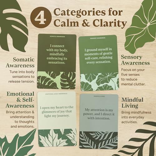 Image of 52 Mindfulness Cards - Simple Practices for Stress & Anxiety Relief, Emotional Regulation, and Mindful Living - Daily Self Care Exercises & Inspirational Affirmations for Calm, Relaxation, & Grounding