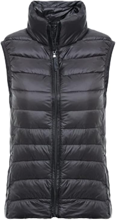 Amazhiyu Gilet trapuntato da donna, leggero, giacca trapuntata, senza maniche, con bottoni, gilet imbottito con tasche, Marrone, S