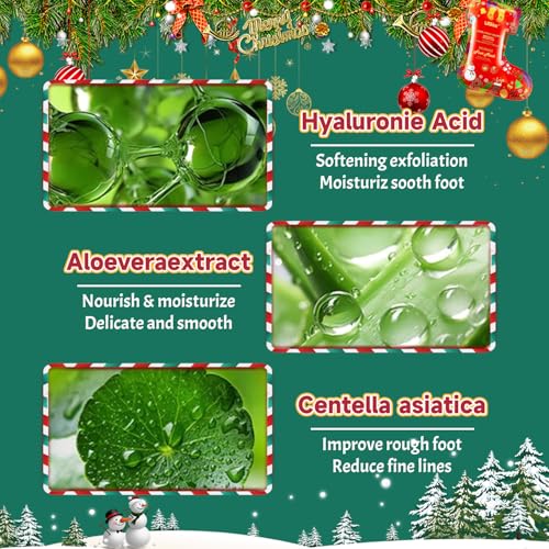 5 Pares Mascarilla Para Pies Navidad, Máscaras Hidratantes de Pies, Mascarilla Exfoliante de Pies Para Piel Seca y Callos, Reparar el Talón Agrietado - imagen 2