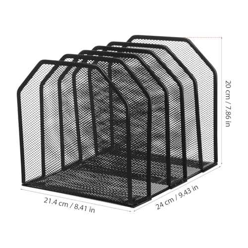 Raccoglitore portadocumenti da scrivania in rete metallica nera con 5 sezioni t per carta A4 Boo forniture per ufficio ideale per uso domestico e ufficio