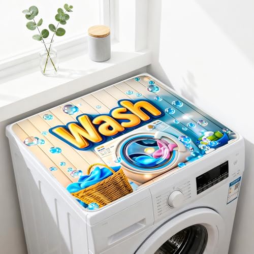 Image of Nuxovilar Bubbles Dryer Cover Top 23.6x19.6in Protective Mat | Dryer covers top bubbles protective mat laundry room home decor dust (Bubbles)