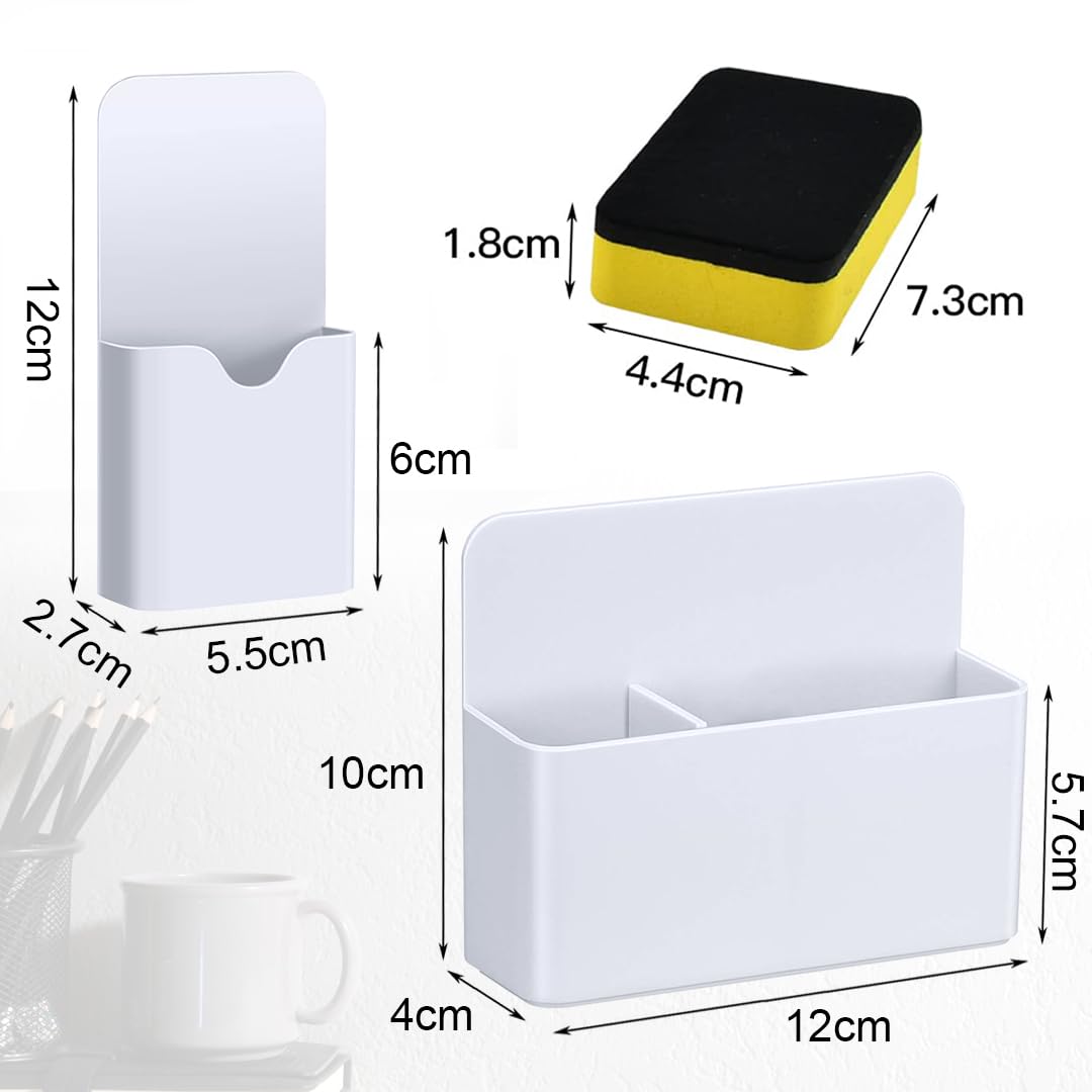 Porte-stylos Magnétique Pour Tableau Blanc - Lot De 2 Avec éponge - Pour Frigo, Bureau, école - Organisation