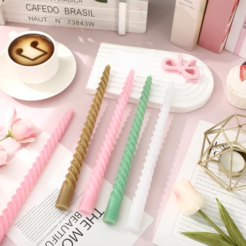 Bougies torsadées roses et blanches de 25,4 cm Whaline pour centre de table - 4