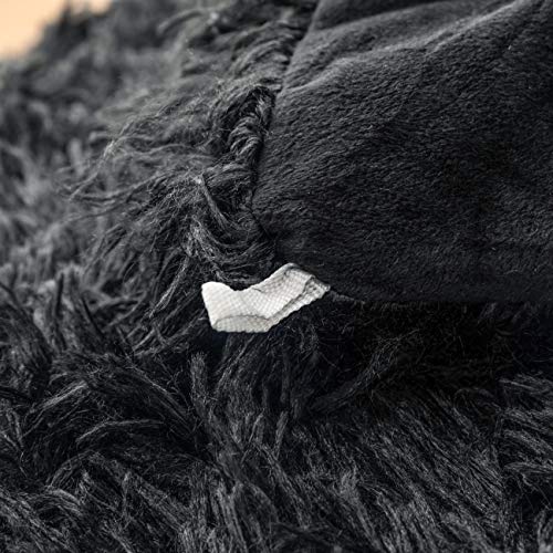 Janzaa Faux Fur Comforter,Fuzzy Queen Comforter Set,Plush Black Comforter Set 3 Pieces Shaggy Comforter Set,Plush & Velvet Flannel Comforter (1 Queen Comforter Set+ 2 Pillow Cases) #TOP7