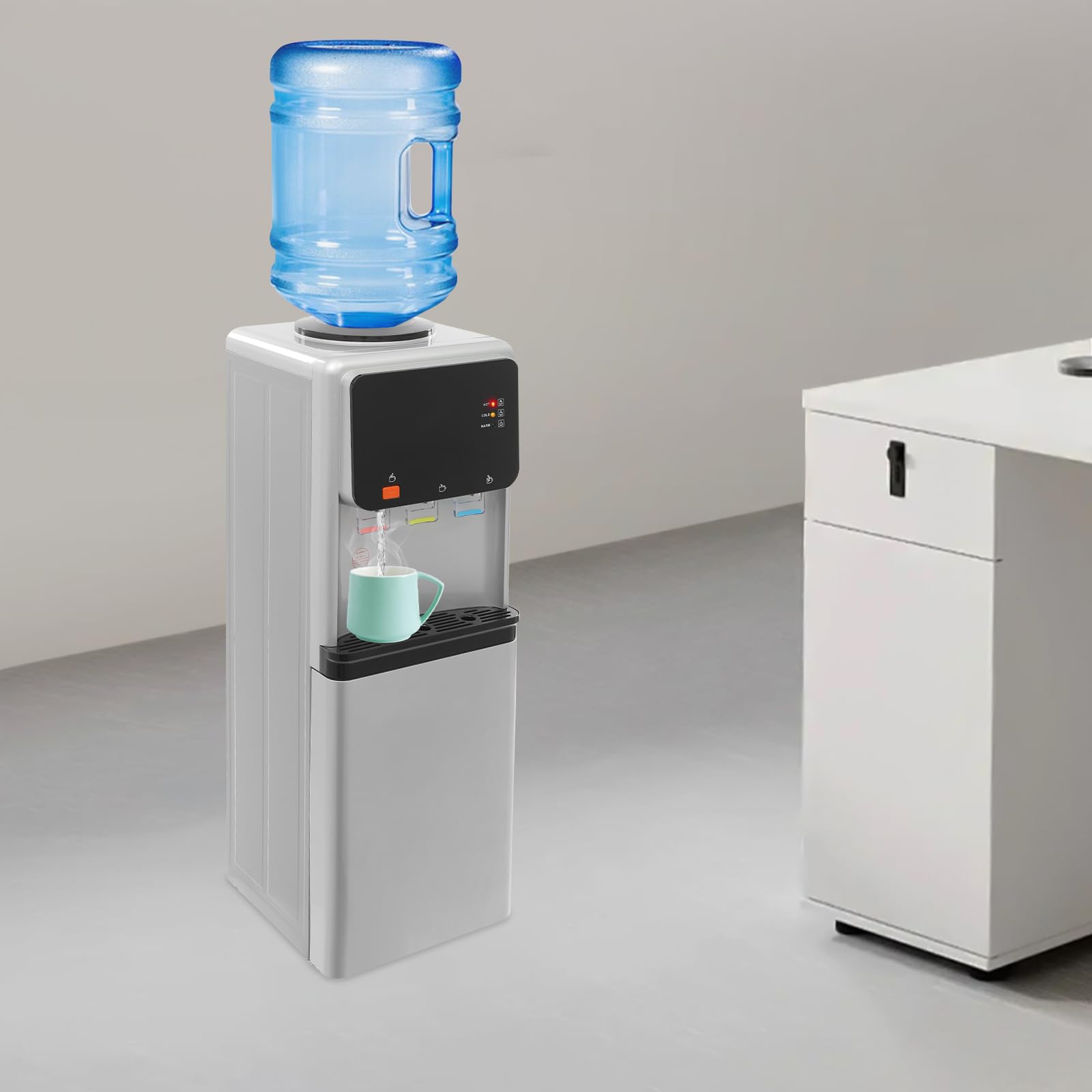 Wasserspender Trinkwasserspender Heißwasser Kaltwasser Spender Freistehend Elektrisch Schnellheizung für Zuhause Büro Schule 5L Heißwasser 2L Kaltwasser 500W Heizleistung