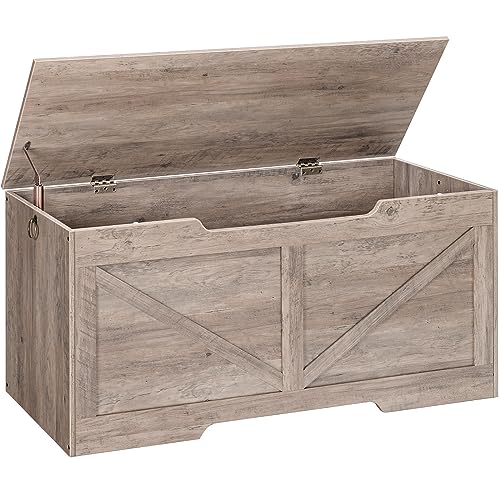 HOOBRO Cassapanca, Panca Contenitore per Bambini, con Cerniere di Sicurezza, Grande Piano, Manico Incorporato, Poggiapiedi, Baule per Giocattoli, Sgabello, 110 cm, Grège EBG772CW01