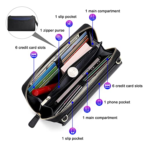 Image of nuoku Women's Small Crossbody Bags Wristlet Clutch Wallet Purses with Card Slot Phone Holder