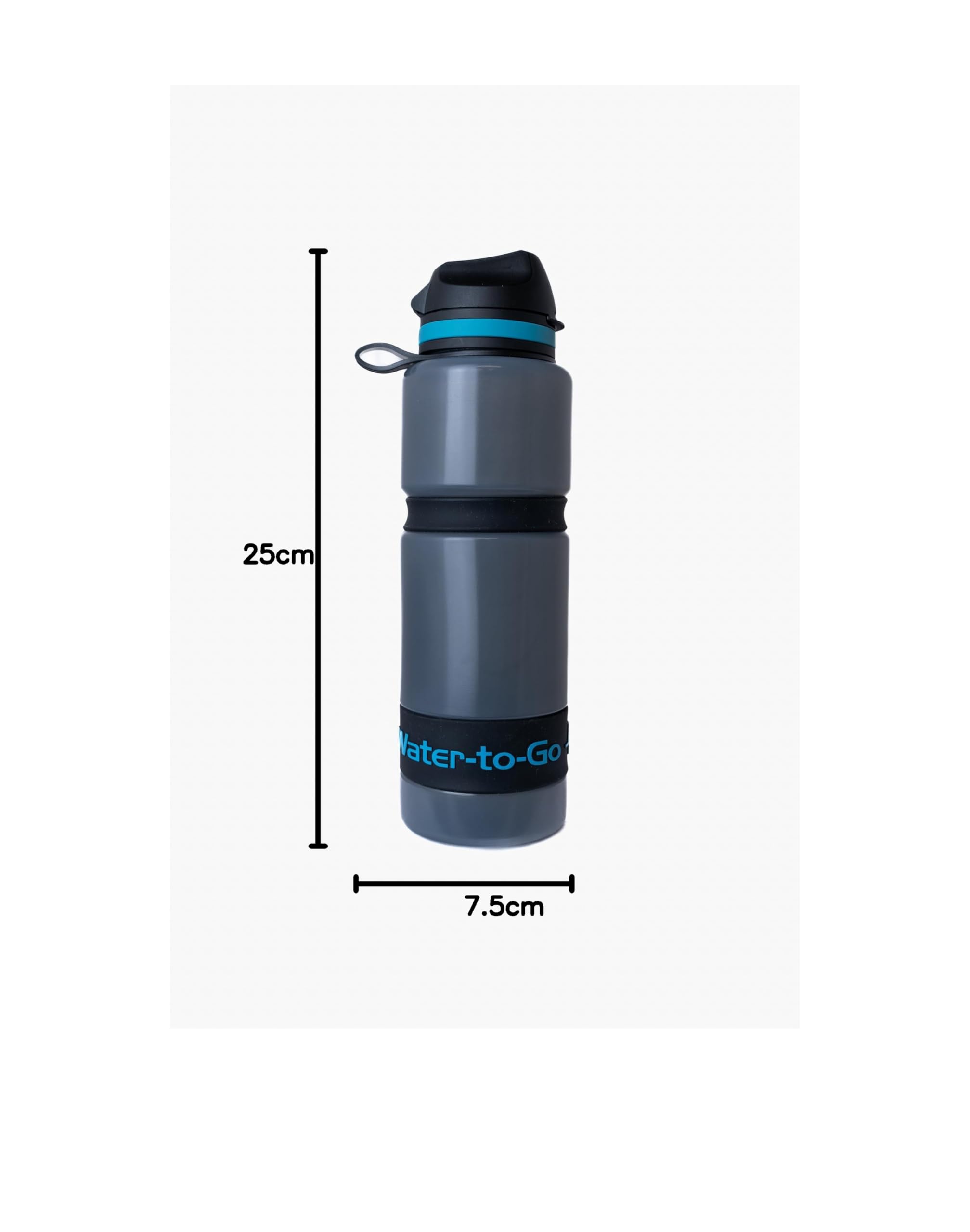 WATER TO GO Trinkflasche 0,75 L, mit Filter - Wasser direkt aus Fluss, See oder Leitung trinken | Ultraleicht & BPA-frei | 200L Filterleistung | Perfekt für Reisen, Kajak, Camping, uvm. (BLAU)