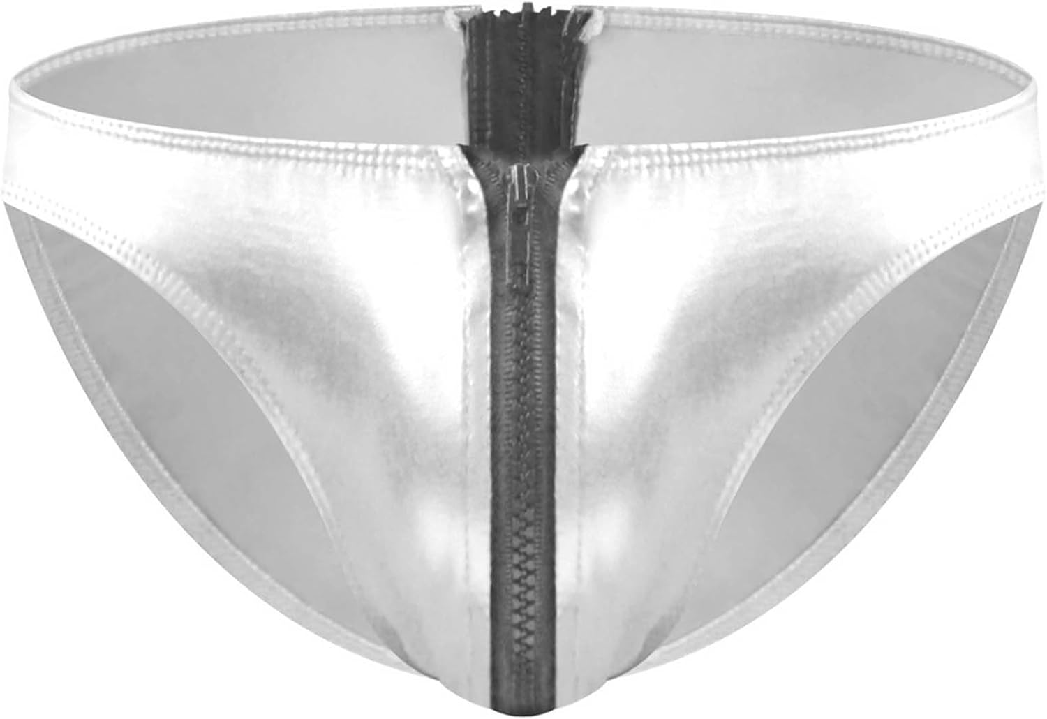 Men Sexy Zipper Crotch Boxer Brief Leather Shorts Low Waist Shiny Clubwear Low Wasit Party Underpants
