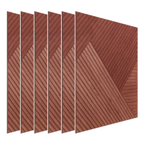 Paneles acústicos de pared, 23.6" x 23.6" paneles acústicos artísticos, paneles de pared de fibra de poliéster retardante de llama con diseño de grano de madera para teatro en casa, estudio u oficina color mixto