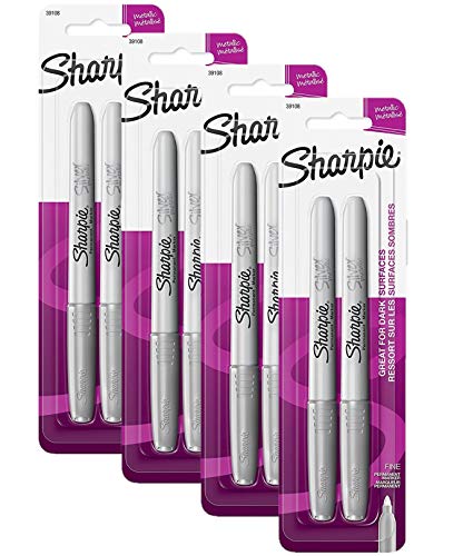 Image of Sharpie Metallic Permanent Markers, Fine Point, Silver, For Black Paper or Dark Surfaces, Arts & Crafts, Posters (Pack of 126)