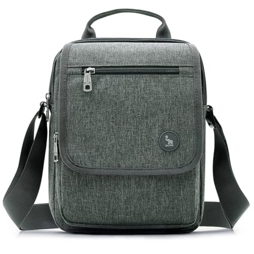 OIWAS Bolso de hombro para hombre, de lona para iPad, de 10.2 pulgadas, bolso de mano y bolso de hombro, bolso pequeño de crossody, bolsa tipo cartera para viajes, trabajo y escuela, gris OIWAS Bolso de hombro para hombre, de lona para iPad, de 10.2 pulgadas, bolso de mano y bolso de hombro, bolso pequeño de crossody, bolsa tipo cartera para viajes, trabajo y escuela, gris