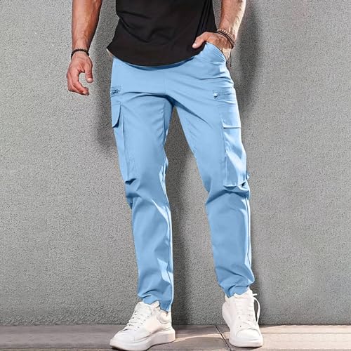 ​​Vintage Carpenter Work Pants Men Heavy Canvas Multi-Pocket Jeans Retro Workwear for Mechanics Stone Wash Blue & V3